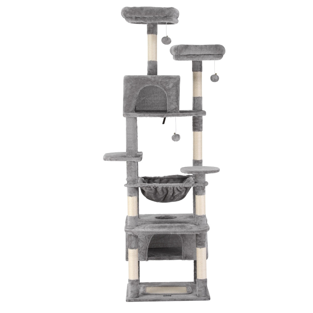 i.Pet Cat Tree | 184cm | Scratching Tower | Condo House | Light Grey