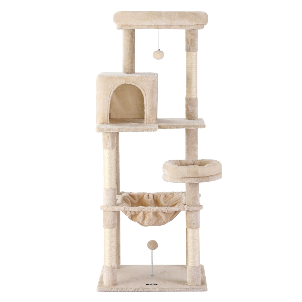 i.Pet Cat Tree | 143cm | Scratching Tower | Condo House | Beige