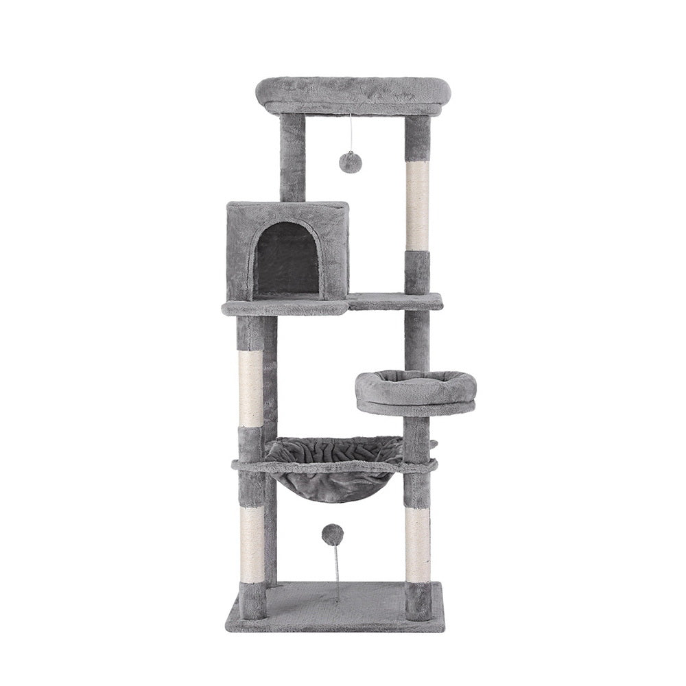 Cat Tree Tower | Scratching Post Scratcher 143cm | Condo House Trees Grey