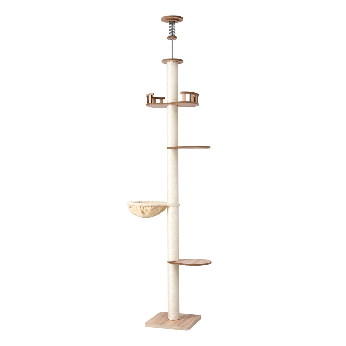 Floor-to-Ceiling Cat Tree | 270cm | Scratching Post Tower | Beige