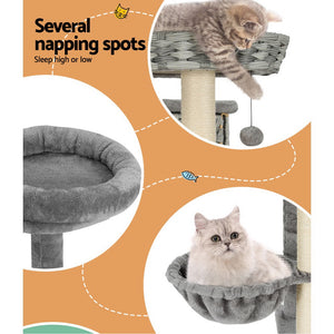 Cat Tree 169cm | Tower Scratching Post Scratcher Wood Bed Condo House Rattan Ladder