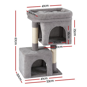i.Pet Cat Tree | 67cm | Scratching Post Tower | Condo Scratcher | Light Grey