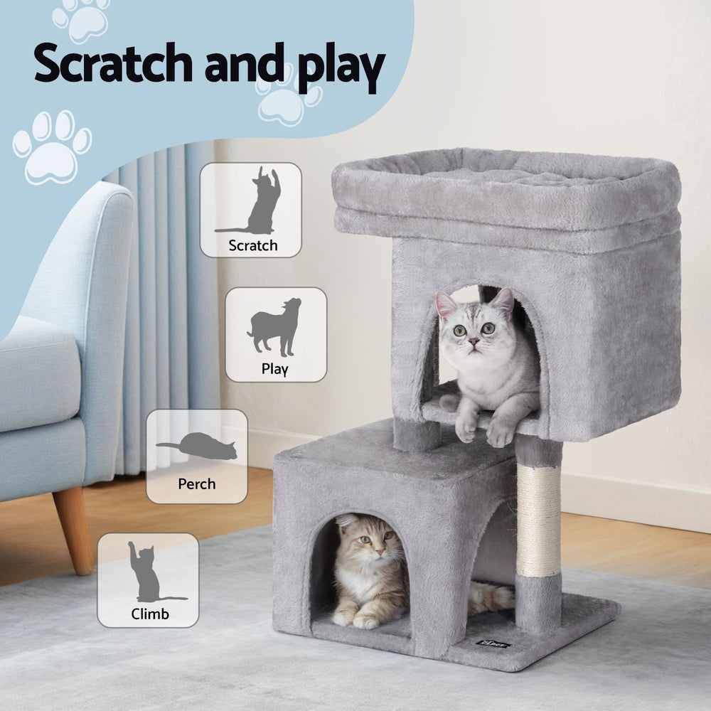 i.Pet Cat Tree | 67cm | Scratching Post Tower | Condo Scratcher | Light Grey