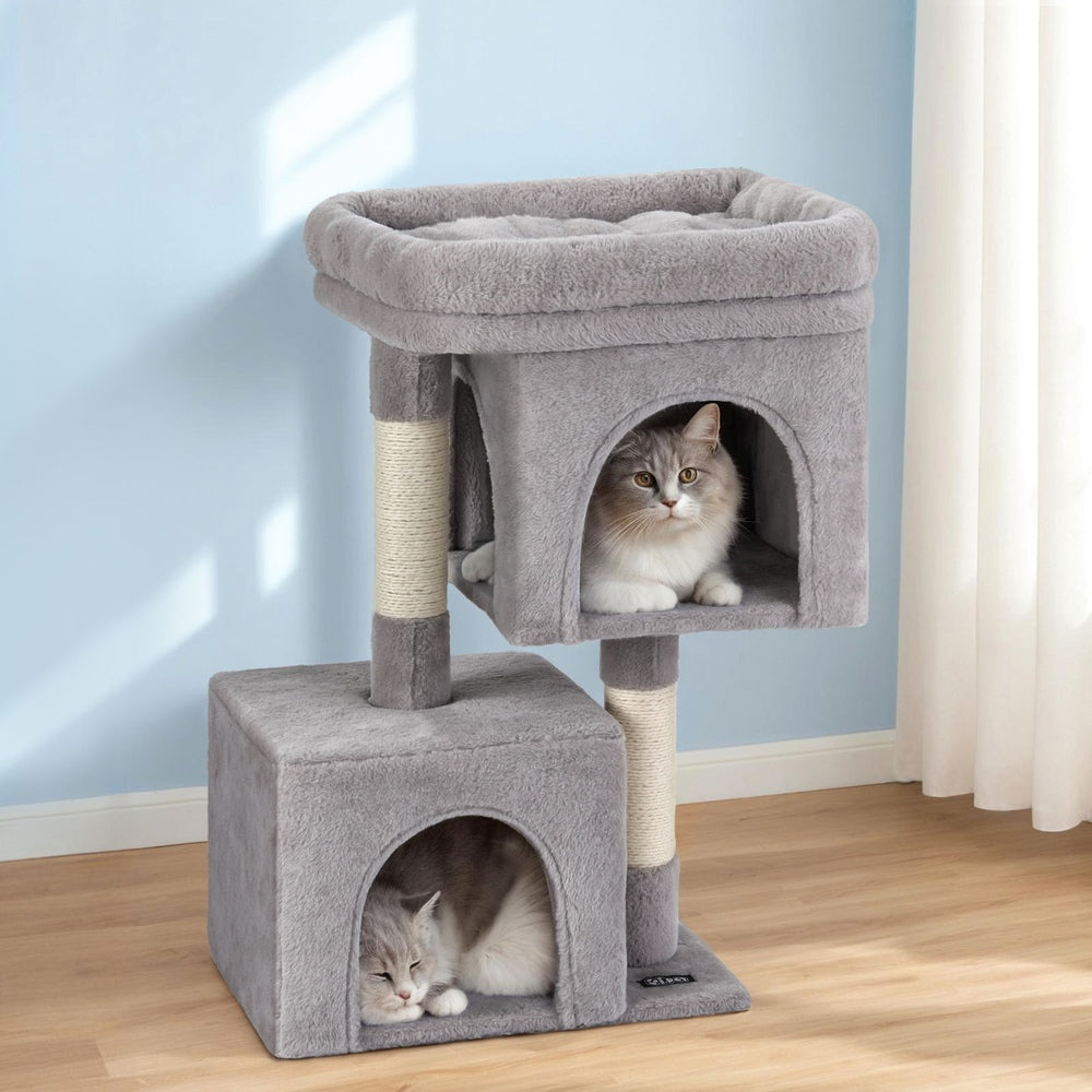 i.Pet Cat Tree | 67cm | Scratching Post Tower | Condo Scratcher | Light Grey