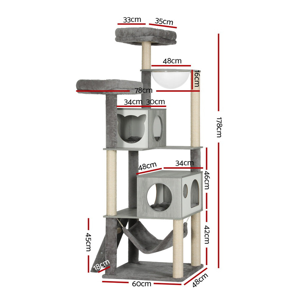 Cat Tree 178cm | Tower Scratching Post Scratcher Wood Bed Condo House Wooden Ladder