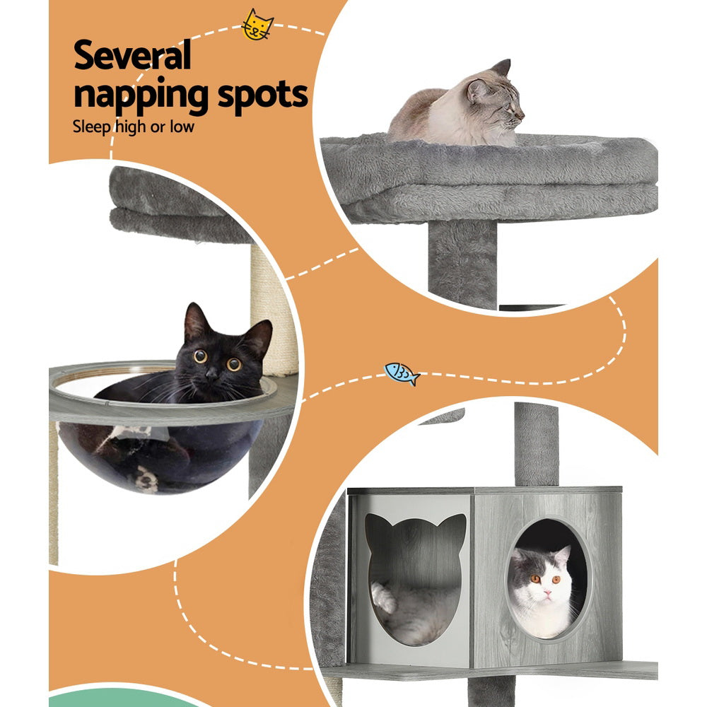 Cat Tree 178cm | Tower Scratching Post Scratcher Wood Bed Condo House Wooden Ladder