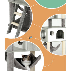 Cat Tree 178cm | Tower Scratching Post Scratcher Wood Bed Condo House Wooden Ladder