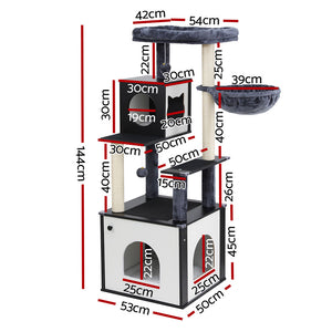 Cat Tree Tower | Scratching Post Scratcher 144cm | Wood Bed Condo