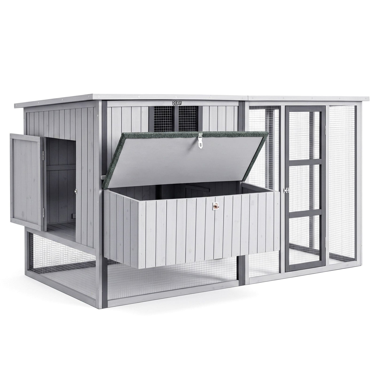 Chicken Coop | 219cm Outdoor Rabbit Hutch & Poultry Enclosure
