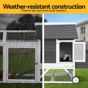Chicken Coop Rabbit Hutch | Extra Large Wooden Run Bunny Cage