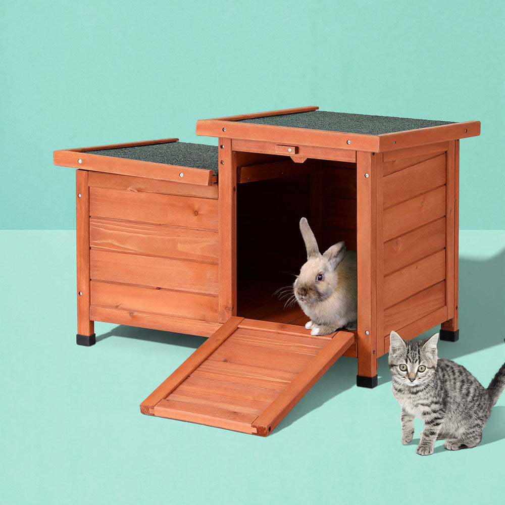 i.Pet Rabbit Hutch | Outdoor Cat House | Wooden Shelter Condo | Small Enclosure | Indoor