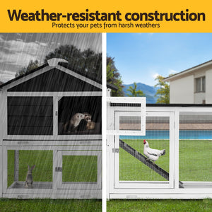 Chicken Coop Rabbit Hutch | Extra Large Wooden Run Cage with Run