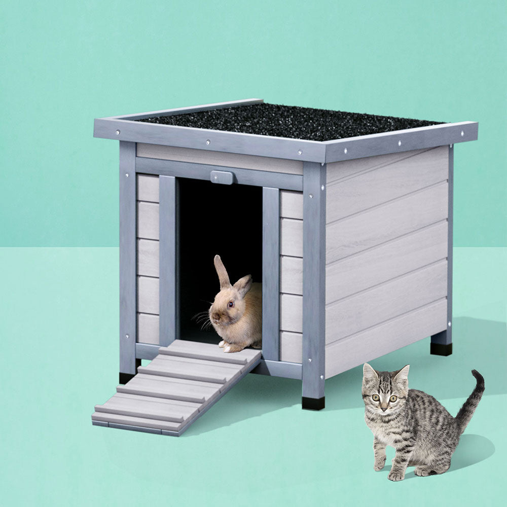i.Pet Rabbit Hutch | Outdoor Cat House | Wooden Shelter Condo | Small Enclosure | Indoor