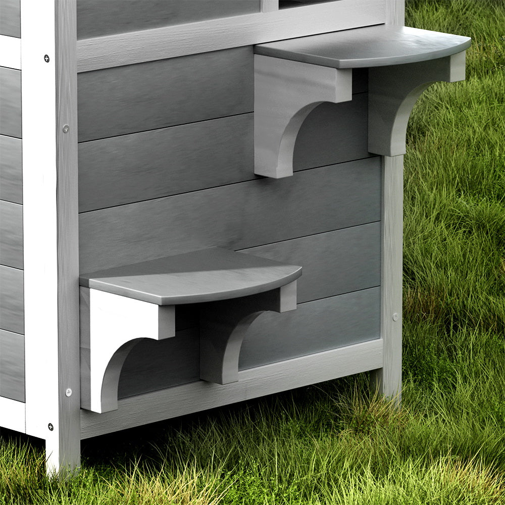 Cat House Outdoor Shelter | 56cm x 52cm x 82cm Rabbit Hutch Wooden Condo Small Dog Pet Enclosure
