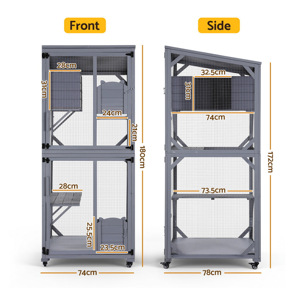 Wooden Pet House | 180cm | Cat Condo / Rabbit Hutch | Small Dog Enclosure