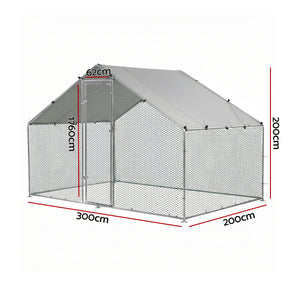 Walk-In Chicken Coop 3x2x2m | Outdoor Hen Cage | Rabbit Hutch | Pet Enclosure
