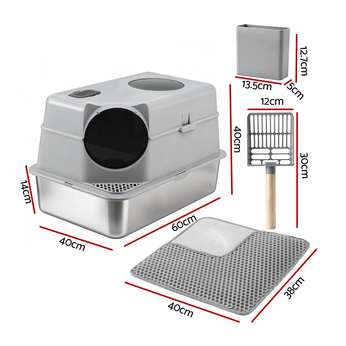 Cat Litter Box | Stainless Steel | High Sided | Odour Control | Large