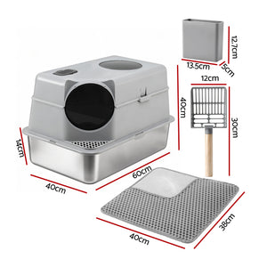 Cat Litter Box | Stainless Steel | High Sided | Odour Control | Large