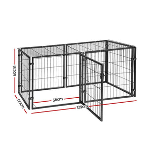 Large Dog Crate Playpen | 129cm | Puppy Pen Enclosure | Black