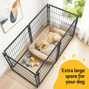 Large Dog Crate Playpen | 129cm | Puppy Pen Enclosure | Black