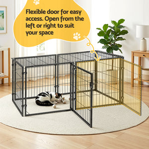 Large Dog Crate Playpen | 129cm | Puppy Pen Enclosure | Black