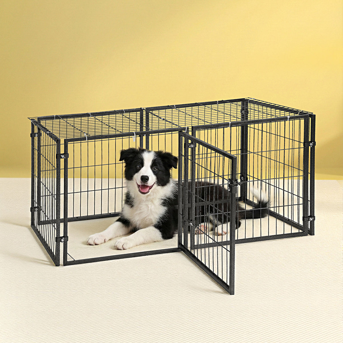 Large Dog Crate Playpen | 129cm | Puppy Pen Enclosure | Black