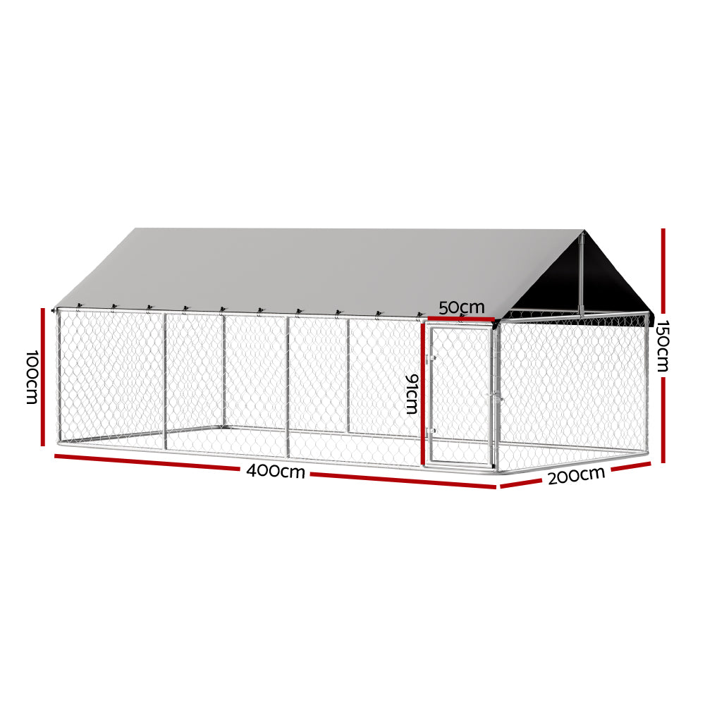 XL Dog Kennel | Large Pet House with Run Cage | 2m x 4m Outdoor Enclosure