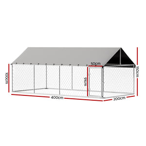 XL Dog Kennel | Large Pet House with Run Cage | 2m x 4m Outdoor Enclosure