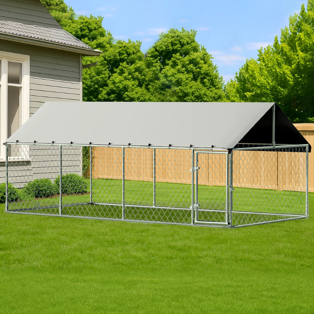 XL Dog Kennel | Large Pet House with Run Cage | 2m x 4m Outdoor Enclosure