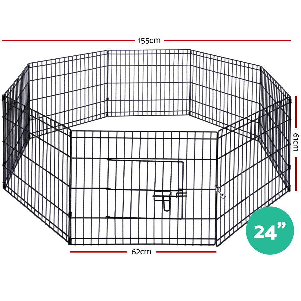 24" 8 Panel Dog Playpen | Pet Fence Exercise Cage Enclosure Play Pen