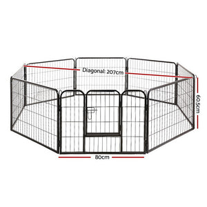 24" 8 Panel Dog Playpen | Pet Exercise Cage Enclosure Fence Play Pen