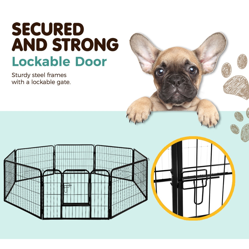 24" 8 Panel Dog Playpen | Pet Exercise Cage Enclosure Fence Play Pen
