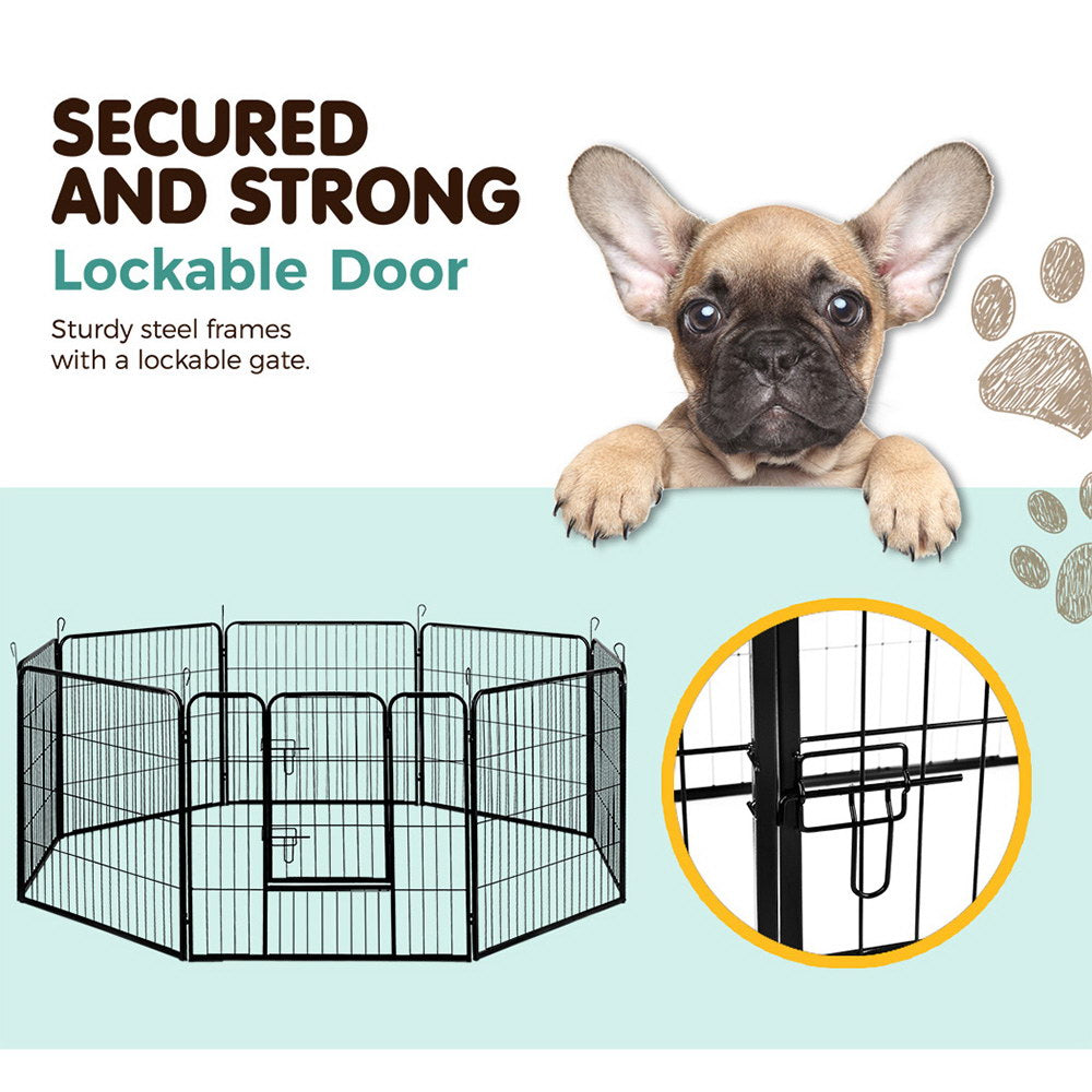 32" 8 Panel Dog Playpen | Pet Exercise Cage Enclosure Fence Play Pen