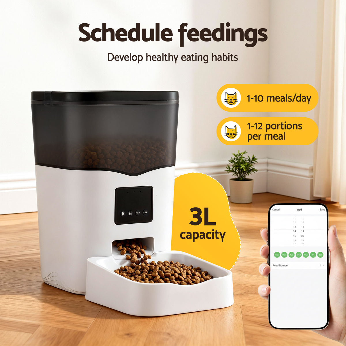 Automatic Pet Feeder | WiFi Smart Food Dispenser | 3L | Dog & Cat