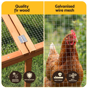 Wooden Chicken Coop | Large Outdoor Rabbit Hutch | Brown