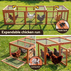 Wooden Chicken Coop | Large Outdoor Rabbit Hutch | Brown