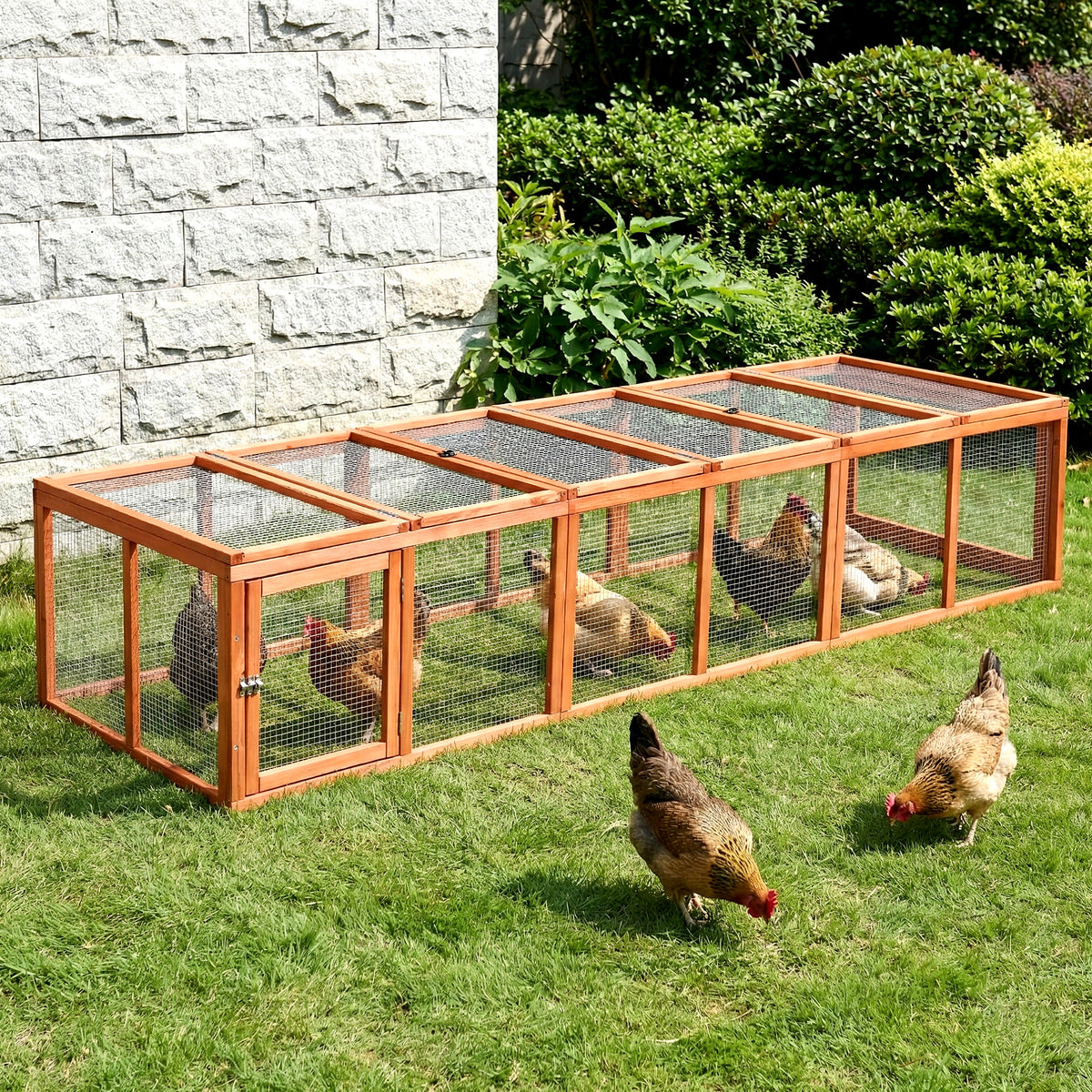 Wooden Chicken Coop | Large Outdoor Rabbit Hutch | Brown