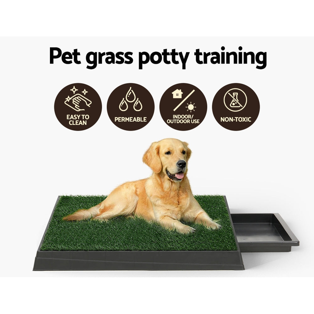 Pet Training Pad | Dog Potty Toilet Large Portable with Tray Grass 2 Mats