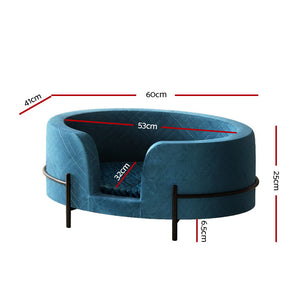 Pet Bed Dog Sofa Lounge | Cat Calming Couch Raised Blue