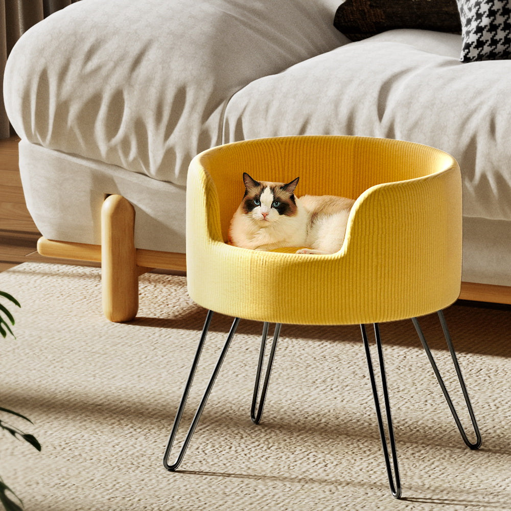 Pet Bed Dog Sofa Lounge | Cat Calming Raised Couch Yellow