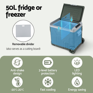 Glacio Portable Fridge 50L | Camping & Bar Fridge Freezer | 12V/24V/240V | Travel & Outdoor