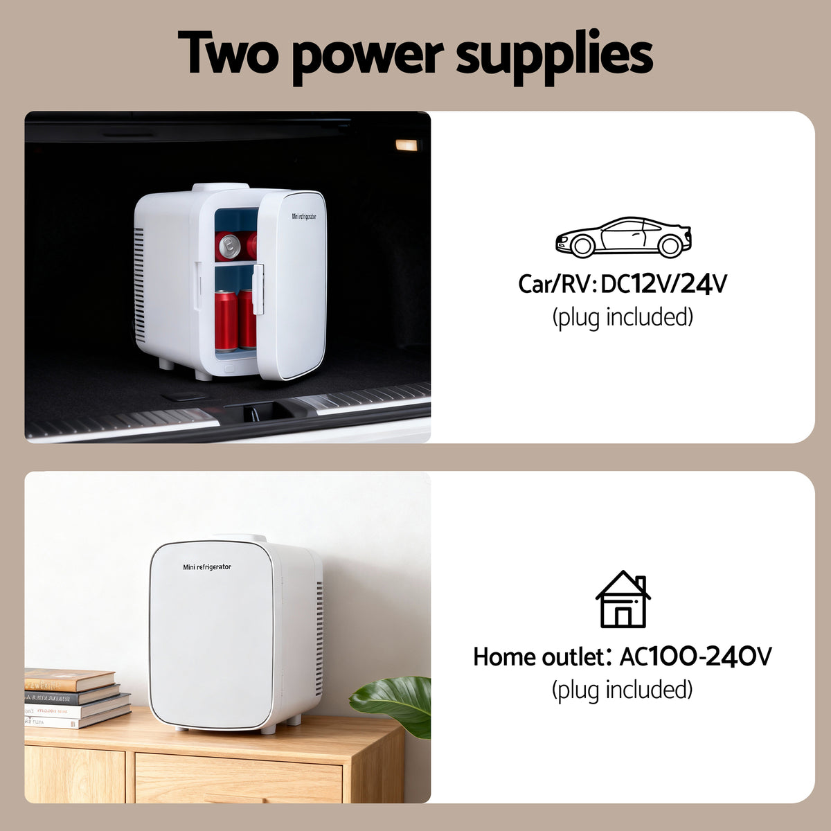 Portable Mini Fridge | Cooler & Warmer | 12V + 220V | White