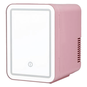 Skincare Mini Fridge | 4L | LED Mirror Door | Cooler & Warmer | 12V/220V | Pink