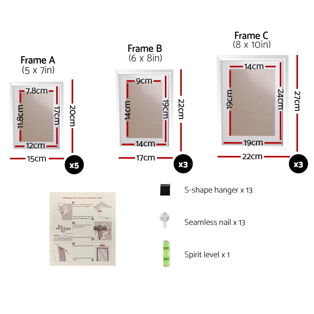 Photo Frames | Art Holder | 11PCS | 5x7" | 6x8" | 8x10" | White