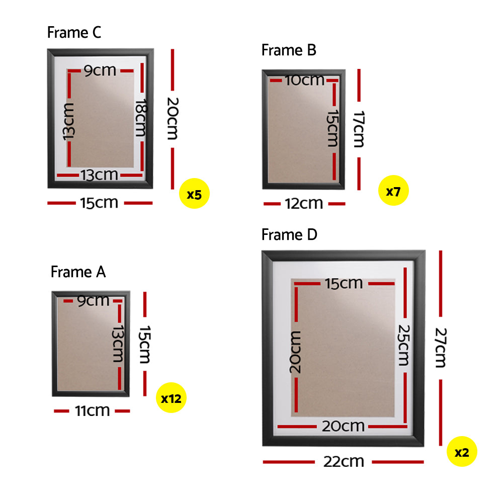 Artiss Photo Frames Art Holder | 26PCS | 8x10" | 5x7" | 4x6" | 3.5x5" | Black