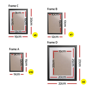 Artiss Photo Frames Art Holder | 26PCS | 8x10" | 5x7" | 4x6" | 3.5x5" | Black