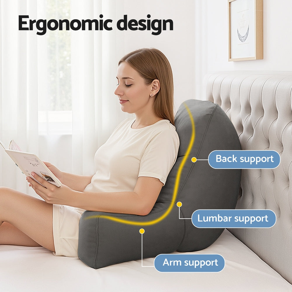 Reading Pillow | Back Rest | Lumbar Support Cushion | Grey