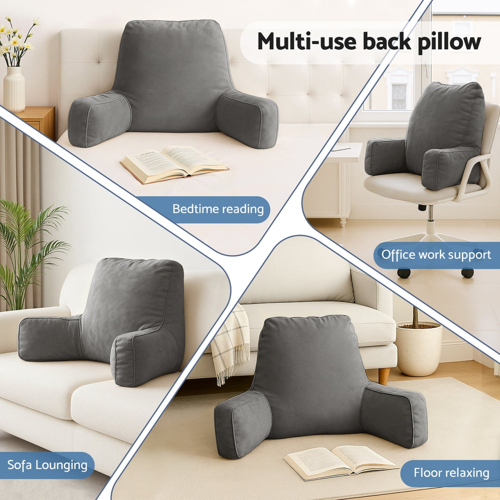 Reading Pillow | Back Rest | Lumbar Support Cushion | Grey