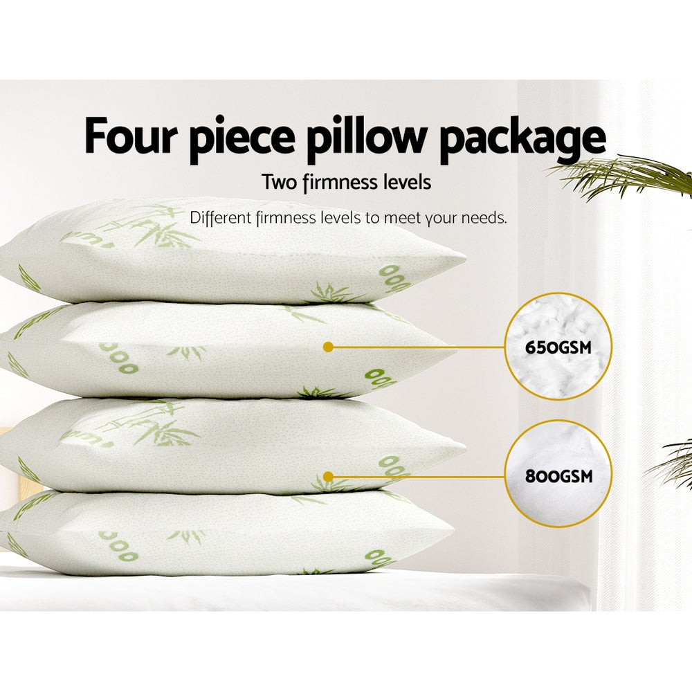 Bedding | 4 Pack Bamboo Pillow | Family | Hotel
