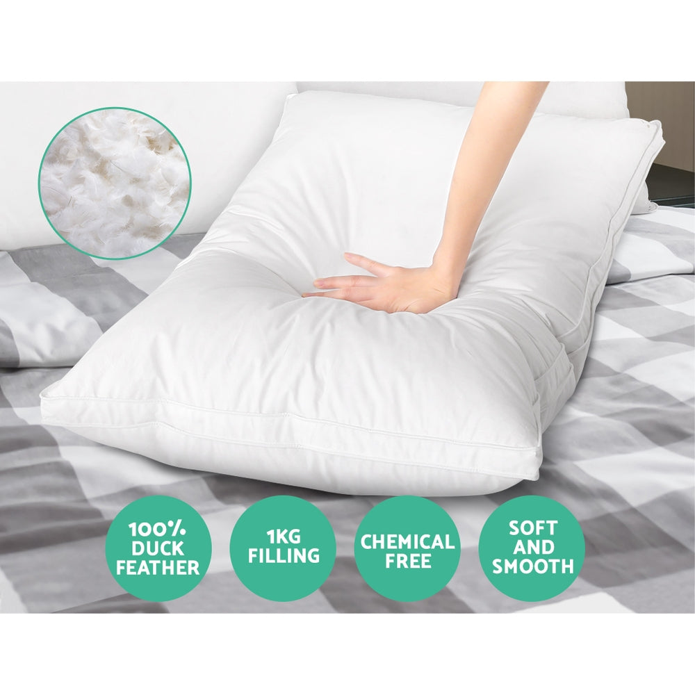 Bedding | Duck Feather Down Pillow | Luxury | Twin Pack